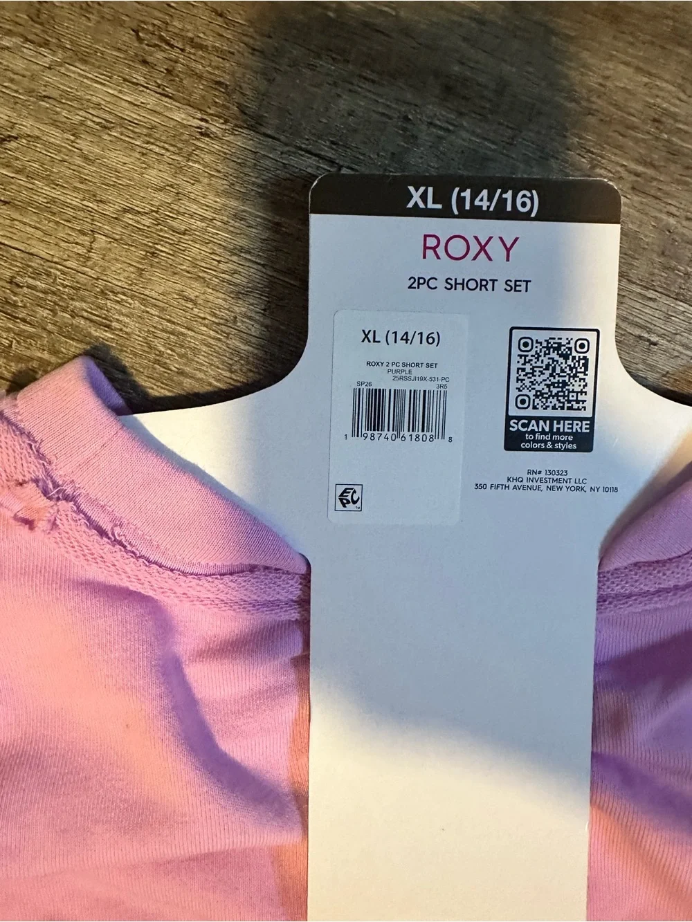 NWT Roxy Girls' 2-piece matching short set – size XL 14/16